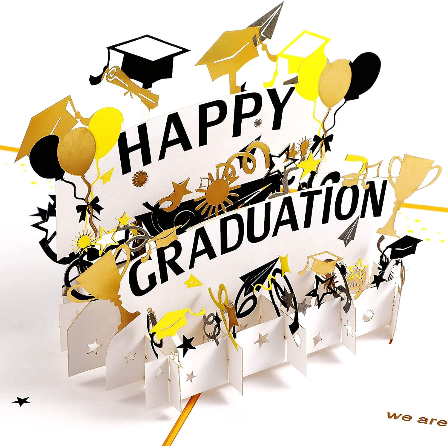HTAIGUO 2 Pieces Graduation Pop Up Card 3D Graduation Card Greeting ...