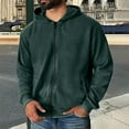 thumbnail image 2 of WTOBBY Men's Vintage Zipper Hooded Jacket, Long Sleeve Solid Color Pullover, Retro Washed Style Streetwear Coat with Stand Collar and Pockets,Dark Green 3XL, 2 of 4