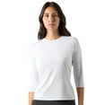 thumbnail image 3 of MeMoi Women's Bonded 3/4-Sleeve Tag-Free Layering Top - Womens - Female (L, Black), 3 of 6