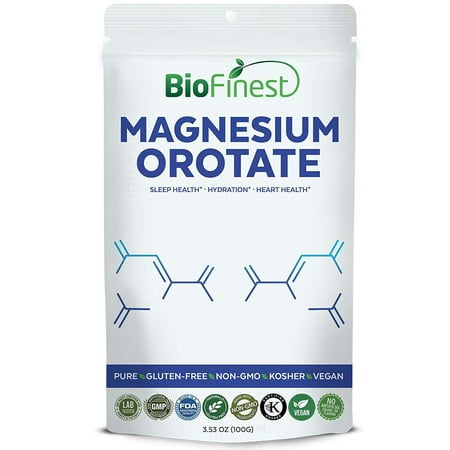 Biofinest Magnesium Orotate Powder - Pure Gluten-Free Non-GMO Kosher Vegan Friendly - Supplement for Heart Health, Hydration, Athletic Performance, Sleep Health