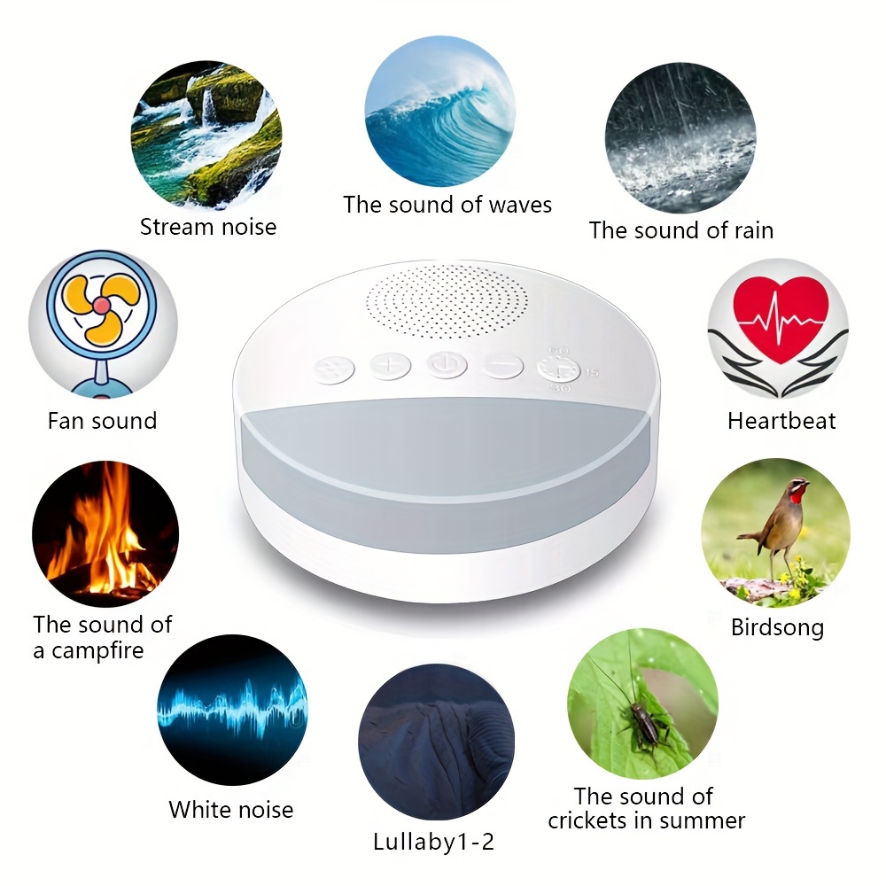 Sleep Sound White Noise Machine with Natural Soothing Sounds and Memory Function, Sleep Aid Machine - Portable Sleep Assistant Device, USB and Sleep Timer Sound Relax for all ages