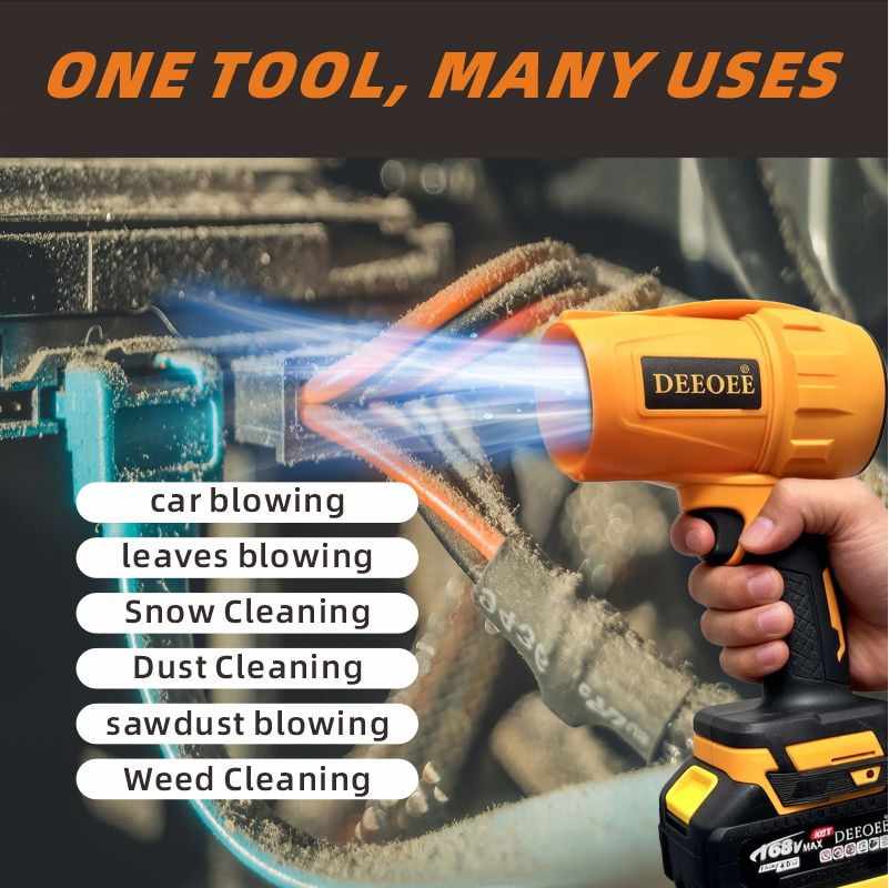 DEEOEE Cordless Turbo Jet Leaf Blower – High-Power Brushless Motor, Violent TurboFan for Car Drying, Dust Cleaning & Snow Removal – Handheld & Lightweight for Outdoor & Garage Use