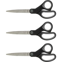 Sparco, SPR25226BD, Rubber Grip Straight Scissors, 3 / Bundle, Black/Gray