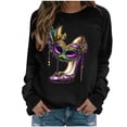 thumbnail image 2 of Xuyuer Women's Carnival Printed Long Sleeved Round Neck Mardi Gras Sweatshirt Carnival Outfits Women Carnival Sweatshirts Fat Tuesday Fashionable Pullover Tops, 2 of 6