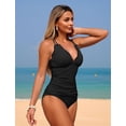 thumbnail image 2 of Womens Tankini Swimsuits Smocked 2 Piece Bathing Suits Modest Tie Back Swimwear, 2 of 7