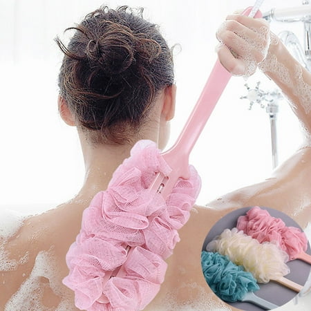 Fufafayo under $5 Long Handle Bath Brush Soft Mesh Back Scrubber for Shower Exfoliating Hanging Body Wash Sponge with Handle Bathroom Cleaning Tool for Men Women