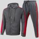 thumbnail image 2 of ZHAOCHENG Trajes de hombre ajustados, traje deportivo para hombre y mujer, otoño e invierno, ocio, color sólido, sudadera con capucha y pantalones con borlas., 2 of 3