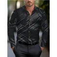 thumbnail image 1 of Camisa de solapa con estampado 3D de línea negra de gran venta para hombres, ropa casual lujosa de moda de alta calidad para hombres en la calle, 1 of 6