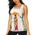 thumbnail image 2 of Picia Black African Woman Pattern Women's Workout Tank Top,Breathable Activewear,Slim Fit Athletic Top,Versatile Workout Moisture-wicking top-Large, 2 of 9