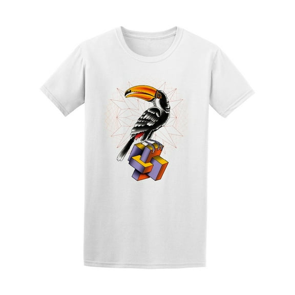 Beautiful Vintage Toucan Art T-Shirt Men -Image by Shutterstock, Male Large