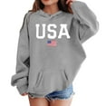 thumbnail image 2 of LIIPEE Boys Girls Hoodies Fall Winter Comfort Long Sleeve Letter American Flag Printed Pullover Hooded Sweatshirt With Pocket Leisure Everyday Wear Casual Outings Hoodie,Grey,11-12 Years, 2 of 3