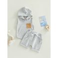 thumbnail image 2 of Suealasg Toddler Baby Boys Shorts Set Outfits Sleeveless Pocket Hooded Tank Tops and Elastic Waist Striped Shorts Kids Boys Summer Clothes Set, 2 of 8