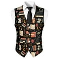 thumbnail image 5 of Yuyamidu Book Print Men's Suit Vest Cat Casual Waistcoat Vest for Men Leisure Dress Business Vests for Wedding Party Tuxedo V-neck Waistcoat with Pockets Size M, 5 of 7