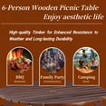 thumbnail image 5 of Round Outdoor 6 Person Picnic Table with Built-in Benches Natural Wood Grain Design for Garden and Patio Umbrella Hole Accommodates Standard Patio Umbrellas Easy Assembly Rustic Style Furniture, 5 of 13