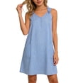 thumbnail image 2 of QSXADF Women's Summer Tank Sundress Mini Dress Fashion Casual Striped Graphic V-Neck Sleeveless Casual Regular Length Women's Dresses Vacation Dress, 2 of 5