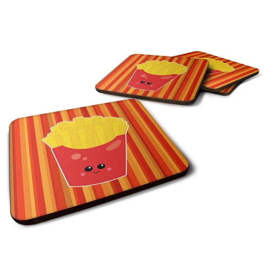 French Fries Face Foam Coaster Set of 4