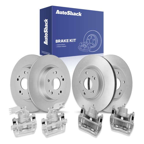 AutoShack Front Vented & Rear Solid Brake Rotors   Calipers 8-PC Brake Kit Replacement for 2013-2017 Honda Accord