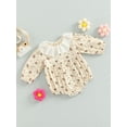 thumbnail image 3 of Franhais Baby Girl Romper/ Dress, Long Sleeve Round Neck Lace Floral Print Loose Bodysuit / Dress, 3 of 9