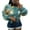 Blue, variant on Women Coats Crop Jacket Flower Fuzzy Button Down Puff Long Sleeve Short Wool Blend Coat Elegant Over Coats