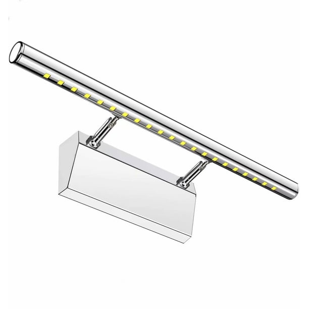 Luz LED para espejo de baño de 5 W, luz de maquillaje, luz blanca fría, aplique de pared de acero inoxidable, luz frontal para espejo de baño, luz antivaho para gabinete.