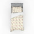 thumbnail image 2 of Floral Duvet Cover Set, Geometric Petals of Flowers in Continuous Order Theme Print with Dotted Heart Shapes, Bedding Set with Shams and Fitted Sheet, 3 Sizes, by Ambesonne, 2 of 3