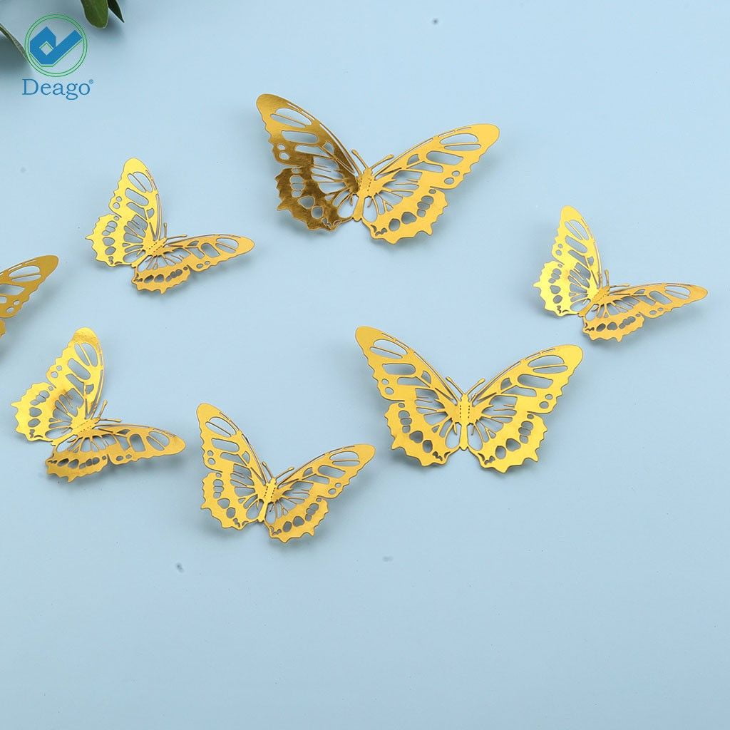 Deago 24Pcs 3D Butterfly Wall Stickers Art Decals DIY Removable Sticker
