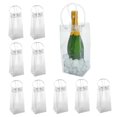 thumbnail image 2 of Pack of 10 Wine Cooler Bag Ice Bag Transparent PVC Portable Wine Bottle Cooler Bag Champagne Ice Bag with Handle, 2 of 8