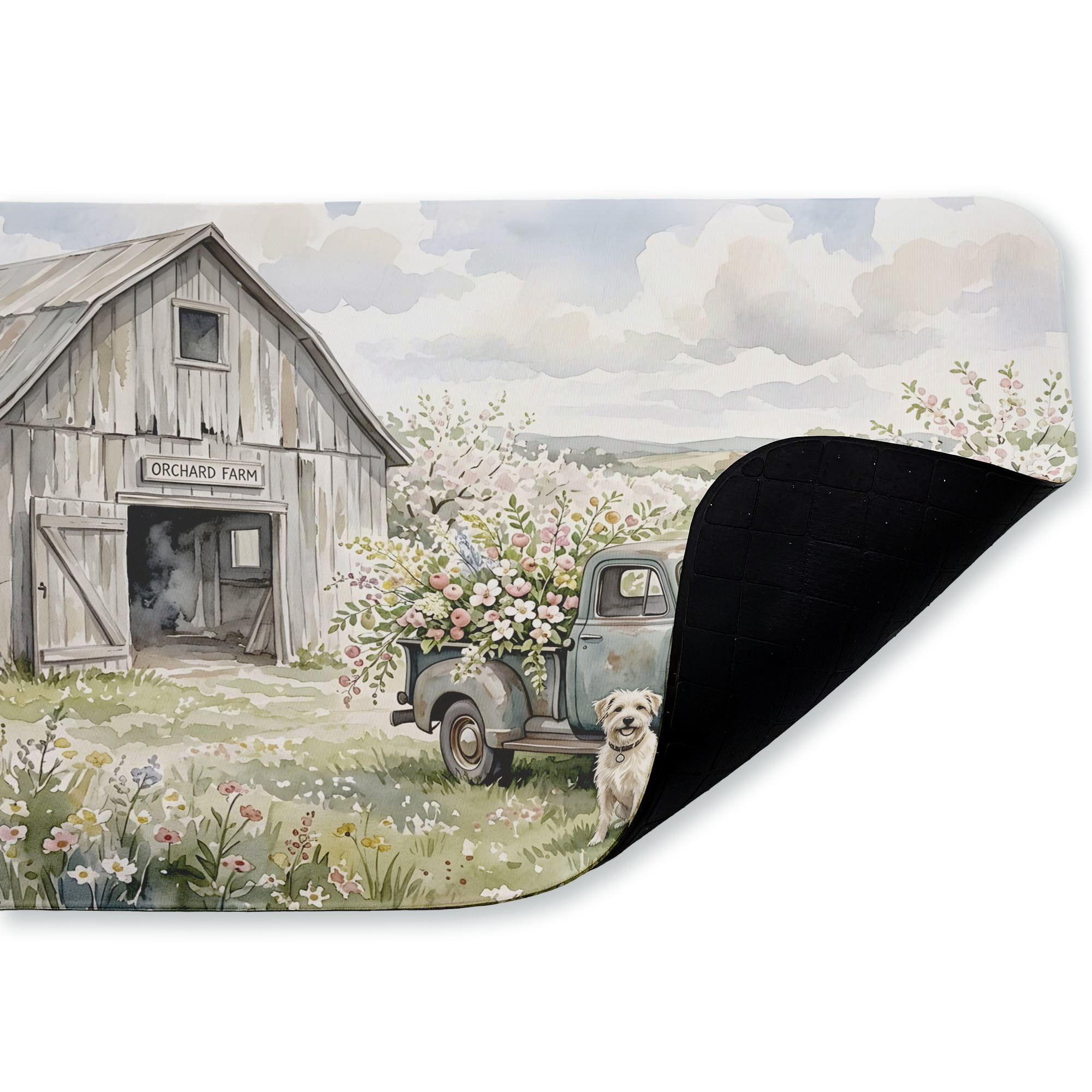 Stupell Industries Happy Dog at Orchard Farm Printed Anti-Fatigue Floor Mat, design by Tabz Jones