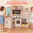 thumbnail image 4 of Gymax Corner Kitchen w/ Lights & Sounds Interactive Wooden Playset for Ages 3+ Pink, 4 of 10