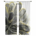thumbnail image 3 of Black Grey Sheer Curtains 63 Inches Length 2 Panels Set, Window Sheer Curtains for Living Room/Bedroom, Vintage Gold Ink Floral Chinese Painting Light Filtering Rod Pocket Curtain 52'' x 63'' x 2, 3 of 7