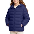 thumbnail image 2 of DJDLJWCJ Teen Girls Puffer Coats with Hoodie Warm Zip Up Winter Jacket Solid Color Quilted Jacket Navy Size 7-8Years, 2 of 9