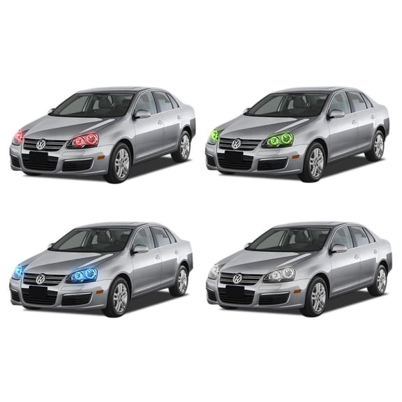 Flashtech LED RGB Multi Color Halo Ring Headlight Kit for Volkswagen Jetta 05-10 V.3 Fusion Color Change