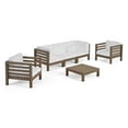 thumbnail image 4 of Frankie Outdoor 5 Seater Acacia Wood Sofa Chat Set, Gray and White, 4 of 11