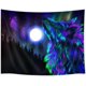 thumbnail image 2 of Tapiz psicodélico de lobo, póster de lobo, tapiz de lobo psicodélico para colgar en la pared, tapiz rústico de bosque de pinos con luna llena en cielo estrellado para dormitorio infantil., 2 of 3