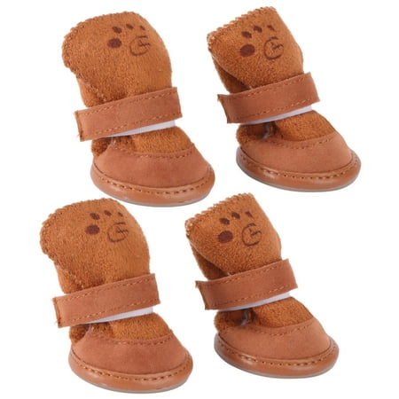 OUNONA 4 Pcs Snow Shoes for Dogs Slippers Lamb Velvet Boots Coffee