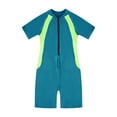 thumbnail image 5 of inhzoy Kids Girls Boys One Piece Zip-Up Swimsuit Jumpsuit Short Sleeve Rash Guard Wetsuit,Sizes 8-16 Sky Blue 16, 5 of 7
