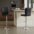 thumbnail image 2 of Tcbosik 2 Pack Upholstered Bar Stools, 24.8"-33.4" Height Adjustable PU Leather Swivel Bar Chair with Back for Kitchen Island, Living Room, Easy Assembly, Black, 2 of 8