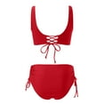 thumbnail image 6 of 2024 Woman New Split Wrap Lace Up Hollow Out Bikini Solid Color High Waist Quick Selling Bikini, 6 of 6