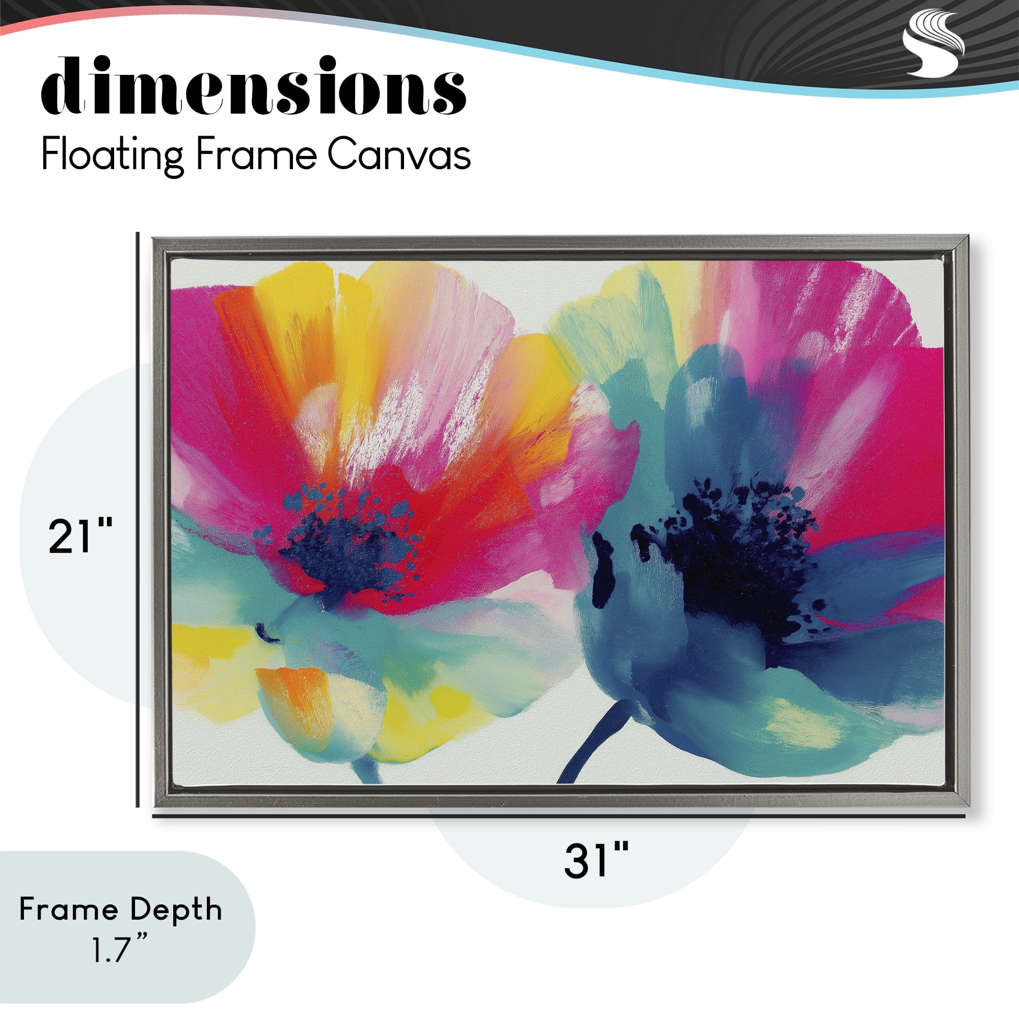 Stupell Industries Two Colorful Poppies Gray Framed Floater Canvas Wall Art, design by Chromatic Storm Studio