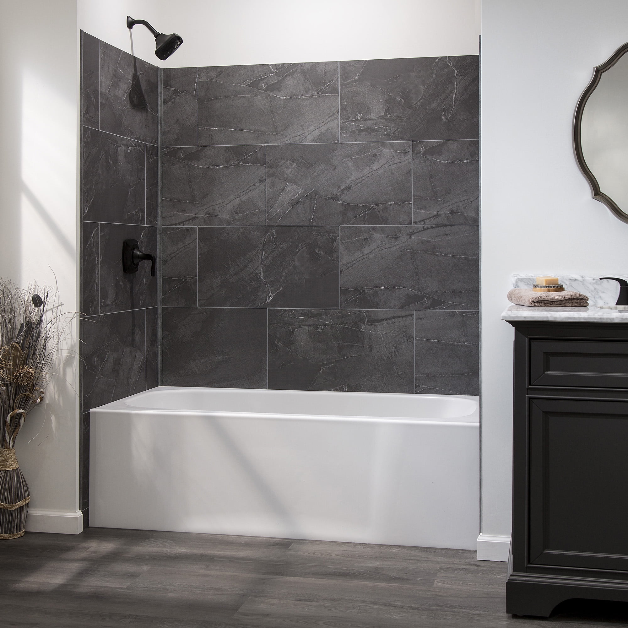 Palisade 25.6in x 14.8in Vinyl Wall Tile in Cracked Slate