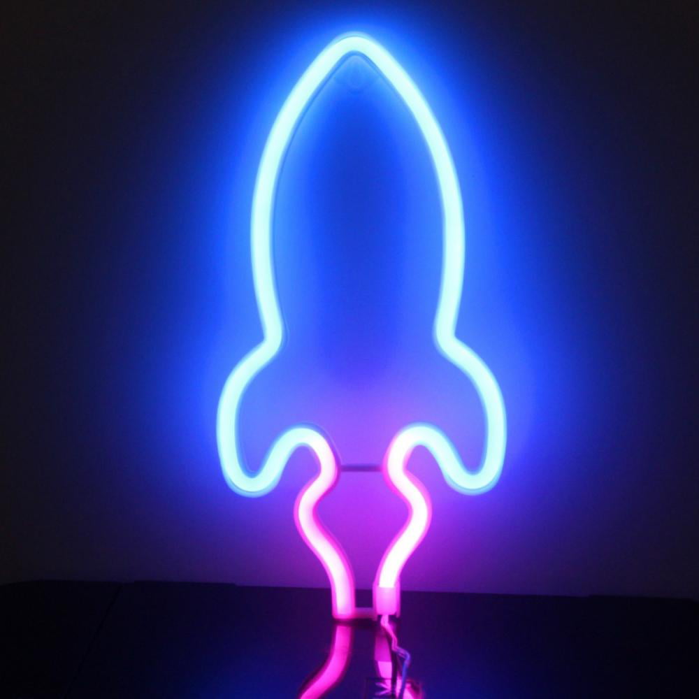 Rocket Neon Sign Neon Light LED Night Lamp  Battery Powered Wall Hanging Sign 