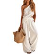 thumbnail image 2 of MLCDZ Womens Cotton Linen Sets 2 Piece Vacation Matching Outfits One Shoulder Sleeveless Crop Top Loose Wide Leg Pants Pockets Boho Travel Resort Outfit, 2 of 8