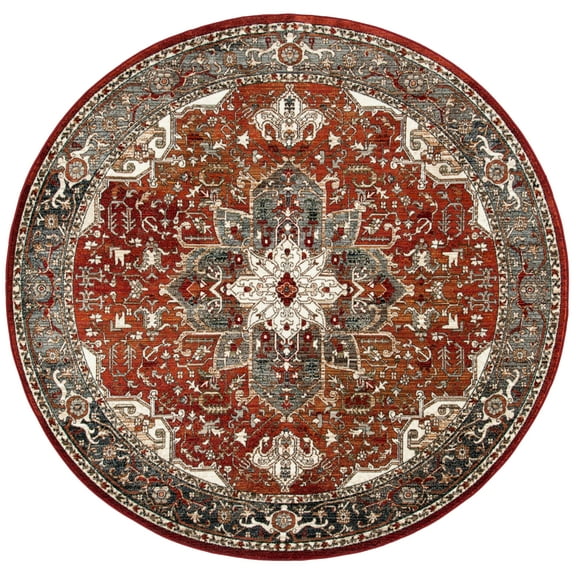 SAFAVIEH Herat Myrtle Oriental Area Rug, Red/Ivory, 6'7" x 6'7" Round