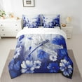 thumbnail image 2 of Dragonfly Bed in a Bag Twin 7 Piece Comforter Set Daisy Flowers Bedding Sets,Navy Blue Ombre Oil Painting Sheet Set with Comforter Graffiti Art Rustic Animals Butterfly Bohemian Decor, 2 of 4