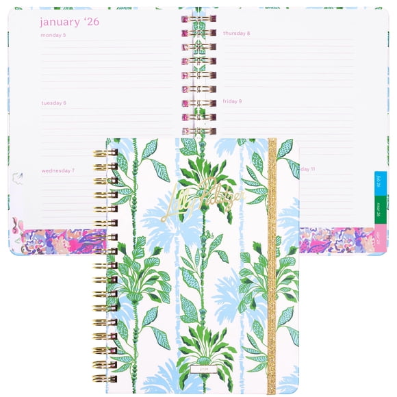 Lilly Pulitzer Large Monthly Planner January 2026 - December 2026, Monthly Agenda & Calendar, Stickers, Pockets, & Spiral Binding (Swayin in the Bree