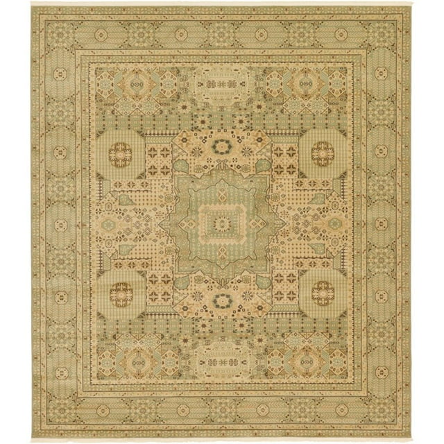 Unique Loom Tapis de Sol Géométrique Austin 10' x 11' 4 Vert Clair Carré/tan
