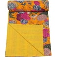 thumbnail image 2 of Handblock Multi Fruit Print Handmade Cotton Kantha Quilting Throw Blanket Hippie Queen/King Size Bohemian Block Kantha Quilt With 2 Pillow Cover, 2 of 4