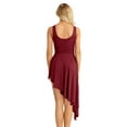 thumbnail image 2 of YiZYiF Womens High Low Lyrical Ballet Dance Leotard Dress for Stage Performance Burgundy S, 2 of 7