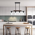 thumbnail image 2 of Melucee Farmhouse Dining Room Light Fixtures Over Table, 4-Lights Wood Island Light Fixture Rectangular Chandeliers, 2 of 6