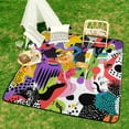 thumbnail image 6 of Color Wave Point Geometry Outdoor Picnic Blanket, Foldable Waterproof Beach Mat, Portable Beach Blanket for Beach Camping, Hiking, Family Concerts, 6 of 7